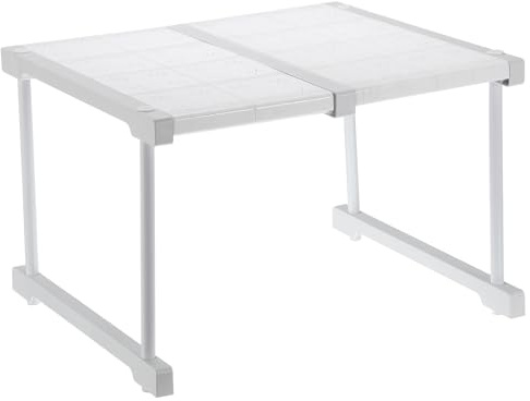 sourcing map Expandable Cabinet Tension Shelf 37cm to 48cm Adjustable Closet Organizer 32cm x 42cm Flower Pattern Table Storage Rack for Wardrobe Cupboard Kitchen Bedroom