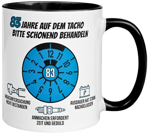 83 Geburtstag Mann Geschenk | 83 Jahre auf dem Tacho – Schonend behandeln | Geschenk Männer 83. Geburtstag | Geburtstagsgeschenk 83ter Geburtstag | Lustige Geburtstagstasse mit Spruch zum 83ten