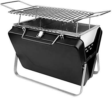 ROHCGHC Barbecue oven, BBQ Grill Folding Black Portable Briefcase Barbecue Collapsible Accessories for Home Park Use Mini Pocket