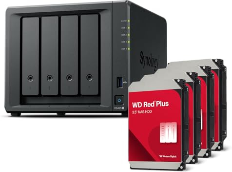 Synology DS425+ 16TB Bundle Western Digital (4X 4TB WD Red Plus) 4 Bay Desktop NAS con Processore Intel Celeron J4125 Quad Core, 2GB DDR4 RAM