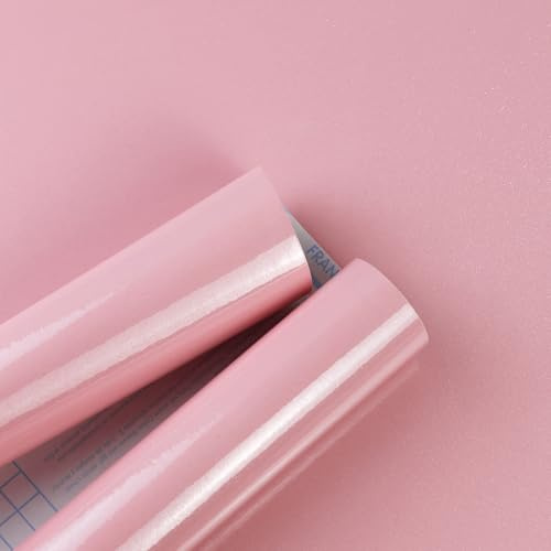 Amiya Pink Gloss Vinyl Wrap Sticky Back Plastic Roll Waterproof Peel and Stick Wallpaper Glitter Contact Paper Self Adhesive Furniture Stickers Kitchen Bathroom60cm X 500cm
