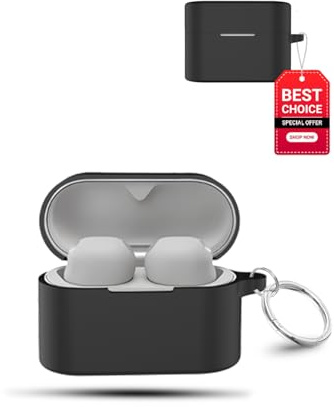 Case for Sony WF-1000XM6 Wireless Earbuds,daunke Soft Silicone Protective Cover,Case with Round buckle,Full Protection,Black