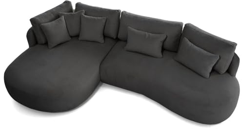 MW EURO-MEBLE Ecksofa Jacobs MINI - Wohnlandschaft, Polstersofa, Polstercouch (Linke Seite - Dunkelgrau: Fredo 40)