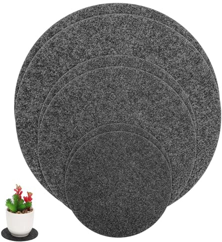 Parliky Lot de 6 Tapis en Feutre Ronds Doubles Faces Absorbants pour Pots de Fleurs, sous-Verres Solide en Tissu Non Tissé, Adaptés Intérieur et Extérieur