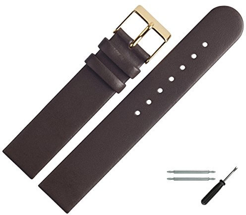 MARBURGER Uhrenarmband 16mm Leder Braun Gold - Montage Set 7611631000220