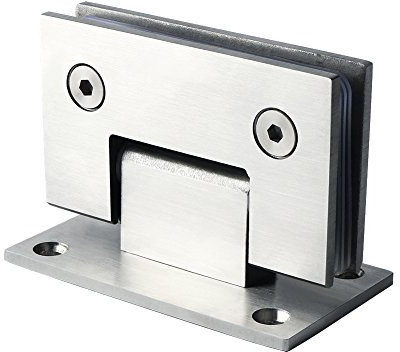 Sayayo Cerniere per Porte in Vetro, 90 Gradi Cerniera Vetro Doccia Supporto Morsetto in Acciaio Inox Argento Spessore 4 mm, Bagno Porta Doccia Morsetti, per Spessore 8-12 mm