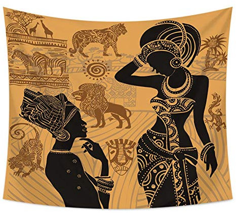 MIANJUNAN Tapestry Wall Hanging,Afrika Frau Drucken Wandteppiche, Indische Böhmischen Couch Decke Groß Hängenden Tuch Strandtuch Yoga Matte Werfen, Für Home Wand Dekor, 200 × 150 cm