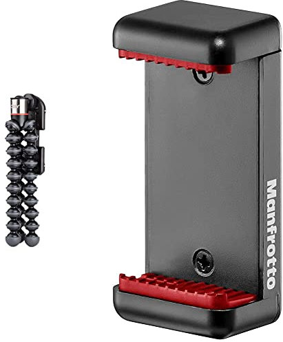 JOBY JB01491-0WW GripTight ONE + GP Stativ Universal-Handy-Halter + GorillaPod Flexi-Stativ, Handystativ, Stativ für Handy, Handy Stativ Halterung & Manfrotto MCLAMP Smartphone Halterung, schwarz
