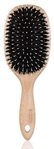 TITANIA Haarbürste aus Holz (Paddlebürste) • Anti-Statische Haarbürste • Entwirrbürste für lange Haare • Haarpflege Bürste aus Ahorn • Umweltfreundlich & nachhaltig