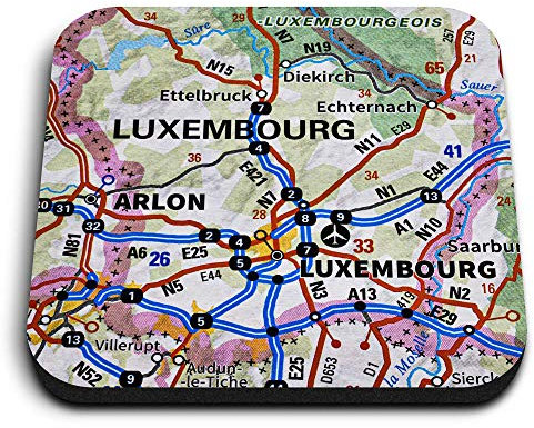 1 x Square MDF Fridge Magnet - Luxembourg Arlon Belgium Travel Map 45634