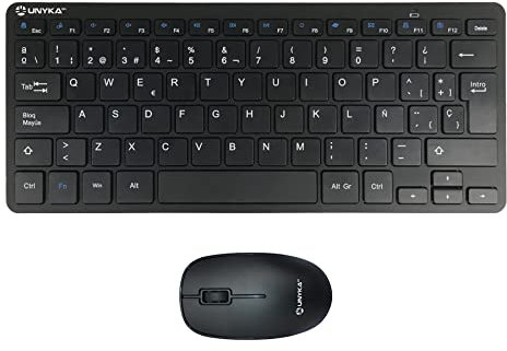 UNYKAch Kit Mini Teclado y Ratón Inalámbricos MK288 Pro Nano USB Wireless 2.4 GHz, 79 Teclas Membrana, 1200 dpi, Silencioso, Ergonómico, Windows, Mac, Android, Linux
