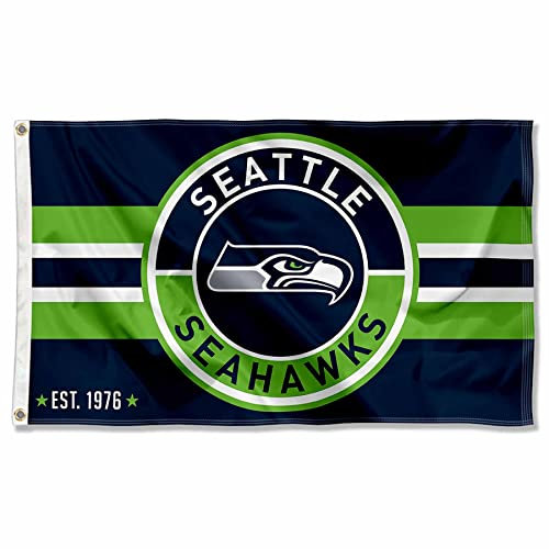 WinCraft Seattle Seahawks Patch Button Circle Logo Flagge Groß 7,6 x 12,7 cm Banner