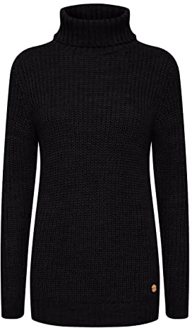 OXMO OXNanna Strickpullover Damen Grobstrickpullover Pullover mit Rollkragen Regular Fit, Größe:XS, Farbe:Black (194007)