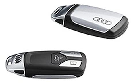 Audi 8W0071208Z7G Coque de clé avec Logo à Anneaux pour clé 4M0959754 8W0959754 8S0959754 sans Barrette chromée (Argent Florette)