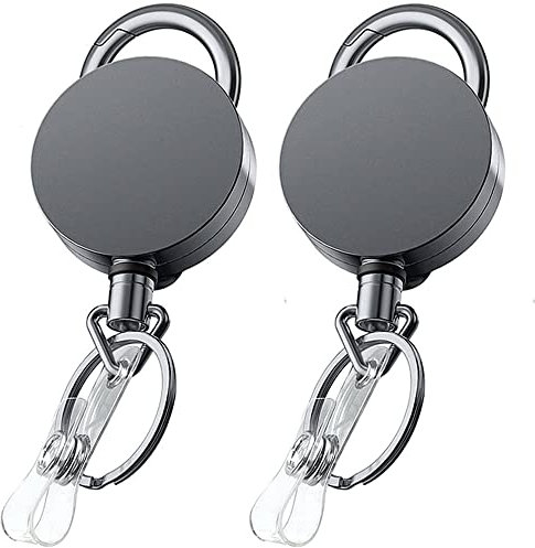 VOVIGGOL 2st Strapazierfähiger Schlüsselanhänger Ausziehbar, Schlüsselrolle Ausweishalter Ausziehbar Schlüssel Jojo Reeloq mit Karabiner Gürtelclip Ring, 70CM Starke Dyneema Zugschnur