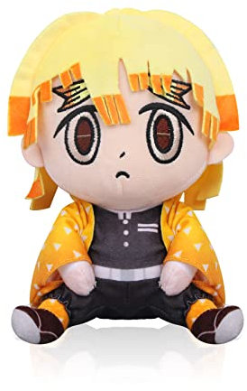 LIKUNGOU 20cm Anime Plushie Nezuko Tanjirou Plüschpuppe Spielzeug, Weiche Kawaii Sitzende Manga Figur Puppen Sammlerstücke Geschenke für Fans (Zenitsu)