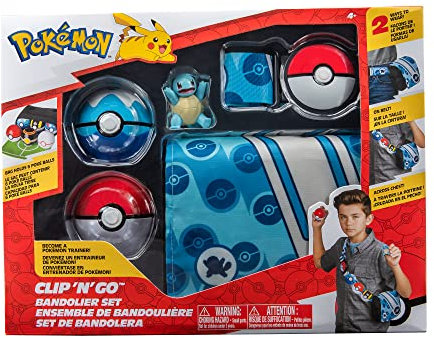 Pokémon PKW2714 - Bandolier Set - Pokéball, Tauchball & Schiggy, offizielles Set mit Figur