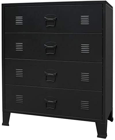 MOONAIRY Schubladenschrank, Kommode, Sideboard, Highboard, Schrank, Metall Industrie-Stil 78 x 40 x 93 cm Schwarz