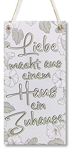 CARISPIBET Liebe macht ein Haus Wohnkultur Hausschilder Dekoschilder Heimdeko mit Humor Hausdeko Wohndeko Wanddeko 30 x 15cm