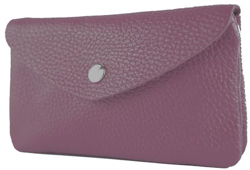 modamoda de P11 Damen Leder Geldbörse Portemonnaie Medium Handmade in Italy, Farbe:Flieder Dunkel