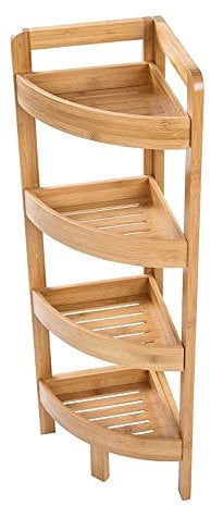 AD.CON Scaffale da bagno in bambù con 4 ripiani, altezza 80 cm
