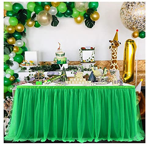 SHTGOI Tüll Tischrock Tütü Gaze Tischröcke Hochzeit Tischdecke Kuchen Candy Tischdekoration Tisch Rock Für Babyparty Geburtstagsfeier Neujahr Kindergeburtstag Party Dekoration Grün