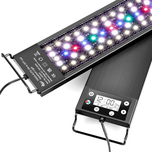 AQQA Aquarium Beleuchtung,Fish Tank Beleuchtungmit LED Monitor,Vollspektrum 24/7 Beleuchtungszyklus Aquarium Licht mit Eingebautem Timer Dimmer