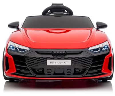 BabyCar Audi RS E-tron | Kinder Auto Elektro 12V mit 2×25W Motoren | Kinder Elektroauto mit Fernbedienung, Türen zum Öffnen, MP3/USB | Offiziell Lizenziertes | Rot
