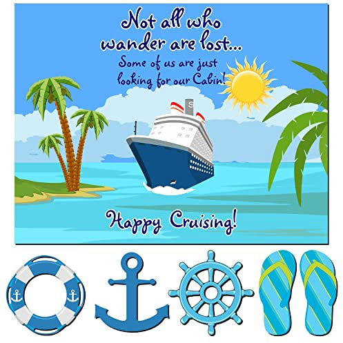 Kanayu 6 Pcs Cabin Cruise Door Decorations Magnetic Large Ship Decorations Magnets Anchor Cruise Decor Car Fridge Magnet Decal for Carnival Stateroom Door
