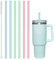 AUAUY Silikon Strohhalme Set, 6 Wiederverwendbar Trinkhalme Im mit 1 Reinigungsbürsten, Umweltfreundlich, Ungiftig, Waschbar, Ideal Für Smoothie, Milchshake