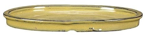 Sottovaso per bonsai ovale in gres smaltato giallo senape 28x20,5x2 cm - GA14S