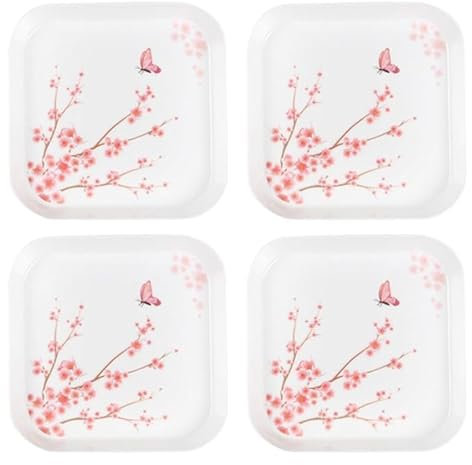 CLWXHS Juego de 4 platos de melamina de 6 pulgadas, platos de cena, plato de postre, platos reutilizables, postre, aperitivos, vacaciones, platos de boda