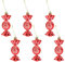 6 Pieces Christmas Candy Ornaments Red Christmas Tree Baubles Decorations Pendant Hanging Glitter Candy Canes Sweets with Golden Ropes for Xmas Home Party Holiday Decoration Supplies(Red)