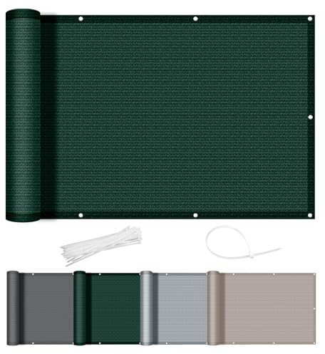 AXT SHADE Frangivisto Balcone Protezione 100x600cm HDPE Cache Vue Balcon Protection UV Opaque Résistant aux Contre Vent avec Trous et Serre Câbles pour Exterieur Terrasse-Verde Scuro