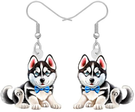 RAIDIN Acryl süße Hund Ohrringe Schmuck für Damen Mädchen Sweet Welpen Haustiere baumeln Haken Ohrringe Geschenke für Hundeliebhaber Charms (Siberian Husky Ohrringe)