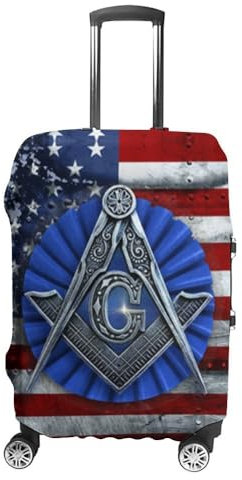 JAGHAWXL Freimaurer Elastisch Reise Kofferschutzhülle, Kratzfester Staubfester Gepäckabdeckung, Waschechter Volle Größe 19-32IN Reisegepäckabdeckung für Frauen Herren (Color : A27, Size : M)