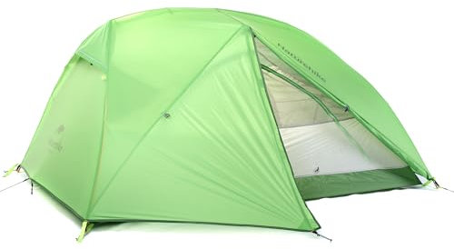 Naturehike Star River Ultraleichtes Campingzelt für 2 Personen, Silikongewebe Doppelschichten Aluminiumstange Rucksackzelt, Wasserdichtes Insektenschutzzelt für Outdoor, Bergsteigen (20D Knospen Grün)