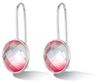 MetJakt 925 Silber Hängeohrringe für Damen mit Echtem Naturstein und Kristallen Bunt Glitzer Farbwechselnde Edelstein Ohrringe Damenschmuck (Moissanit)