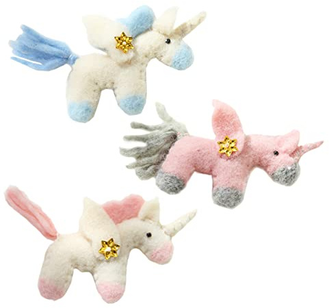Zerodeko 3stücke Teiliges Handgefertigtes Filz-Einhorn Baumhänger Weiche Wollfilz Weihnachtsdekoration Mit Mini-Ornamenten in Rosa Weiß Für Tannenbaum Festtagsdeko