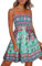 Gosunny Robe d'été pour femme - Épaules dénudées - Sans manches - Robe de plage élégante - Courte - Bikini Cover Up, vert rose bohème, XXL