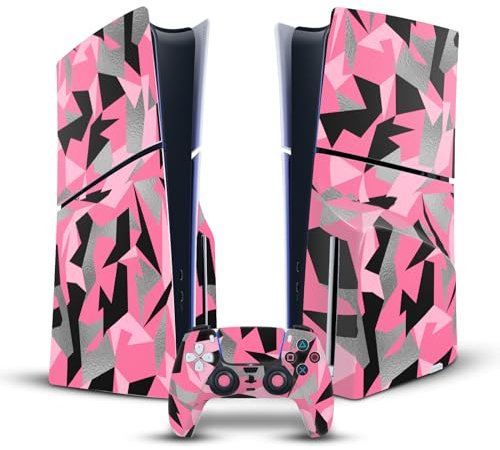 Head Case Designs Pink Camo Camouflage Vinyl Sticker Gaming Skin Decal Cover Compatible With Sony PlayStation 5 PS5 Slim/Pro Disc Edition Console & DualSense Controller