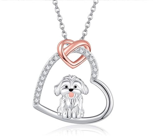 Maltesische Geschenk 925 Sterling Silber Malteshunde Halskette Maltipoo Anhänger maltesische Schmuck Geschenke für Frauen Mädchen