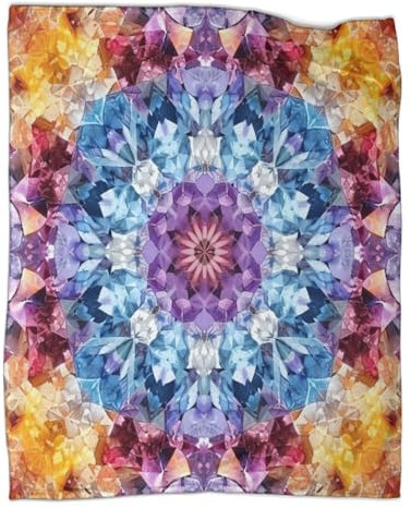 KWFYBEHZ Halb-Precious Stones Couverture Douillette - Kaleidoskop Couverture Chaude - Pour Canapé,lit, Moelleuse - En Flanelle Douce - 80x90inch(200x230cm)