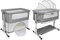 OHMG Lit bébé avec moustiquaire, lit de couchage pour bébé avec moustiquaire, lit bébé hanche, lit réglable, hauteur berceau pour bébé avec roues pivotantes à 360 °, panier de rangement
