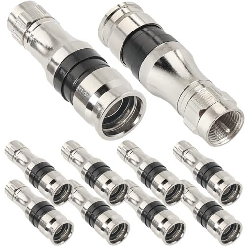 Xiatiaosann RG11 Connectors, RG11 F-Type Cable Compression Coax Connectors Fittings RG11 Wire Connector with Weather Seal O Ring for RG11 Coaxial Cable (10 Pack)