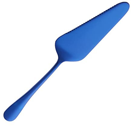 OKUMEYR Edelstahl Gezackte Kuchenschaufel Mit Ergonomischem Griff Multifunktionaler Tortenheber Und Pizzaspachtel Langlebiges Backutensil Mit Spiegelglanz Blau Für Kuchenbacken Und Pizza