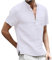 T-shirt à manches courtes pour homme, automne été, col en V, en lin, uni, coupe droite 2024, O-792 Blanc, M
