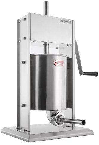 GGM Gastro | WFMHB7 | Manueller Wurstfüller & Churro-Maschine - 7 Liter - Edelstahl - inkl. 4 Wurstfüller- & 3 Churro-Aufsätze