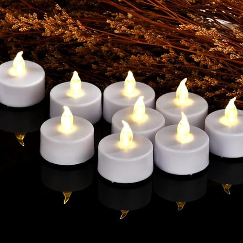 50pack Batteriebetriebene flammenlose LED Teelichter Kerzen, realistische hell flackernde elektrische Teelichter Kerzen, Dose langlebig 200 Stunden Hochzeiten, Partys ,Festivalsdekorieren Warmweiß
