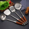 Wok-Spatel, rostfreier Edelstahl, langer Griff, Schöpfkelle und Schaumlöffel, Set (D)